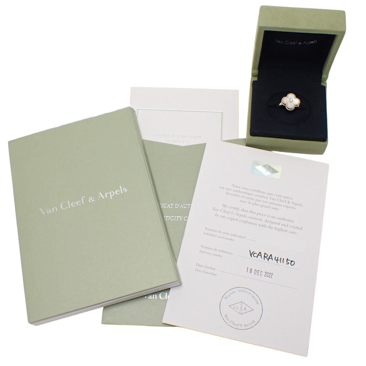 ヴィンテージ アルハンブラ リング マザーオブパール/ダイヤモンド イエローゴールド K18YG