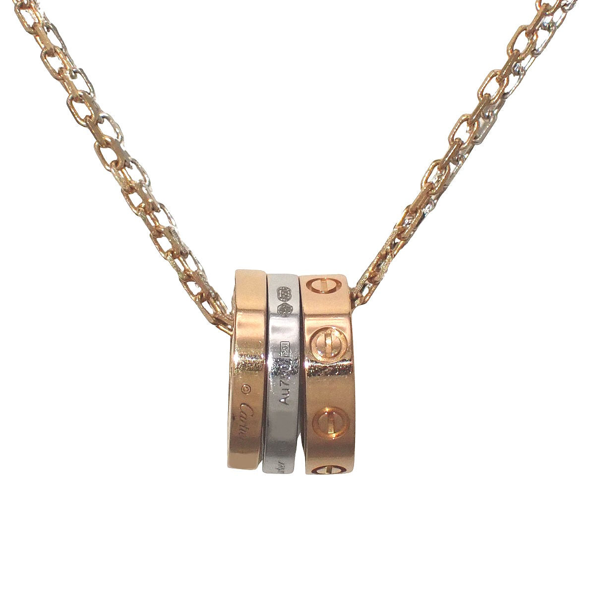 ラブネックレス 6ダイヤモンド ピンクゴールド K18PG ホワイトゴールド K18WG