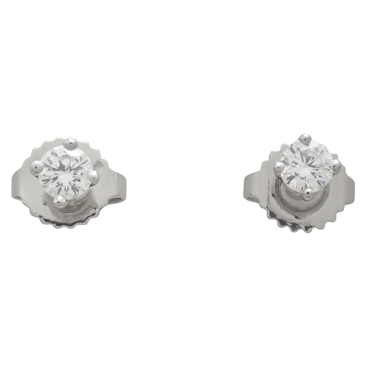 Solitaire Diamond Stud Earrings in Platinum Pt950