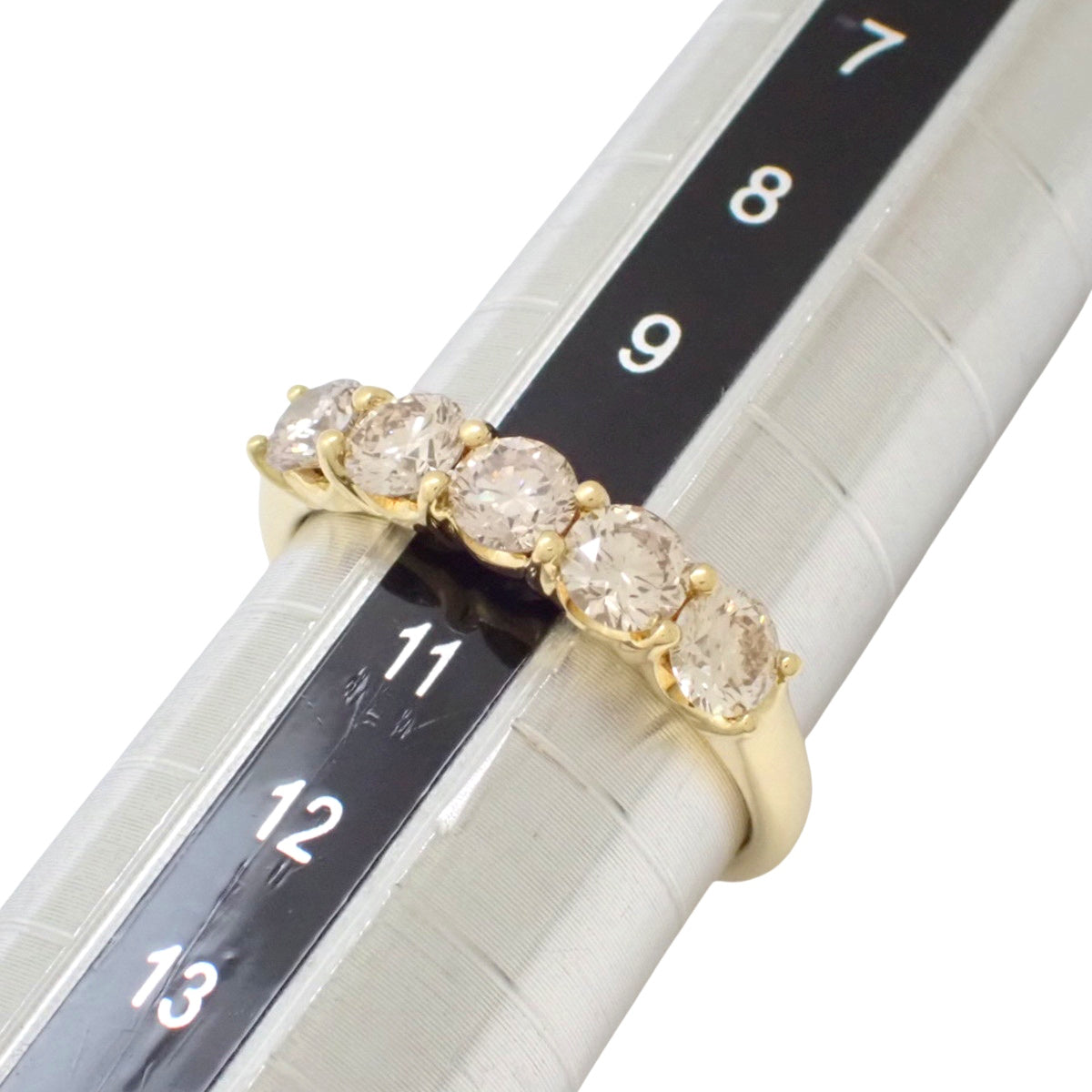 5粒 ダイヤモンド リング D1.00 イエローゴールド K18YG 10(50)号 2.7g
