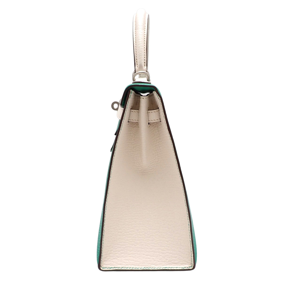 ケリー25 (外縫い) シェーブル ミント マッシュルーム マットシルバー金具 U刻印