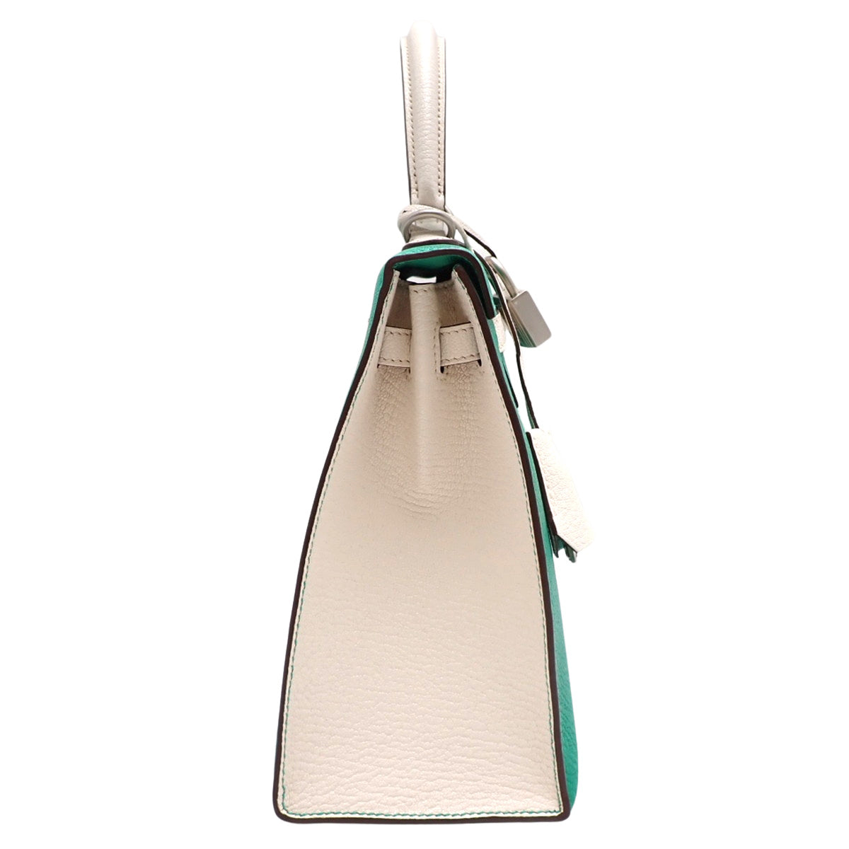 ケリー25 (外縫い) シェーブル ミント マッシュルーム マットシルバー金具 U刻印