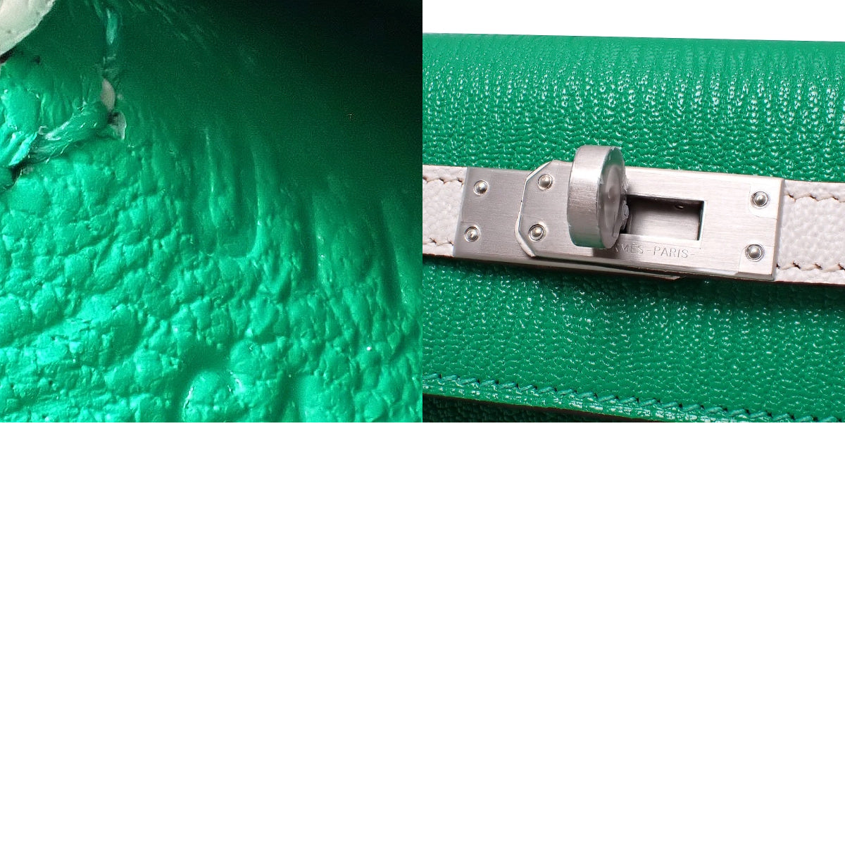 ケリー25 (外縫い) シェーブル ミント マッシュルーム マットシルバー金具 U刻印