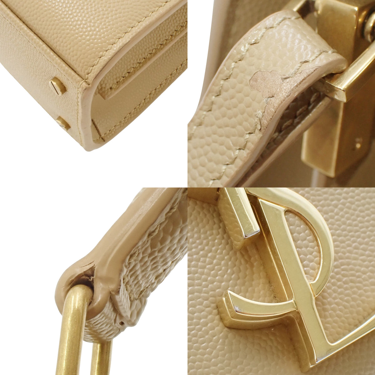 カサンドラ ミニ トップハンドル レザー ベージュ 623931