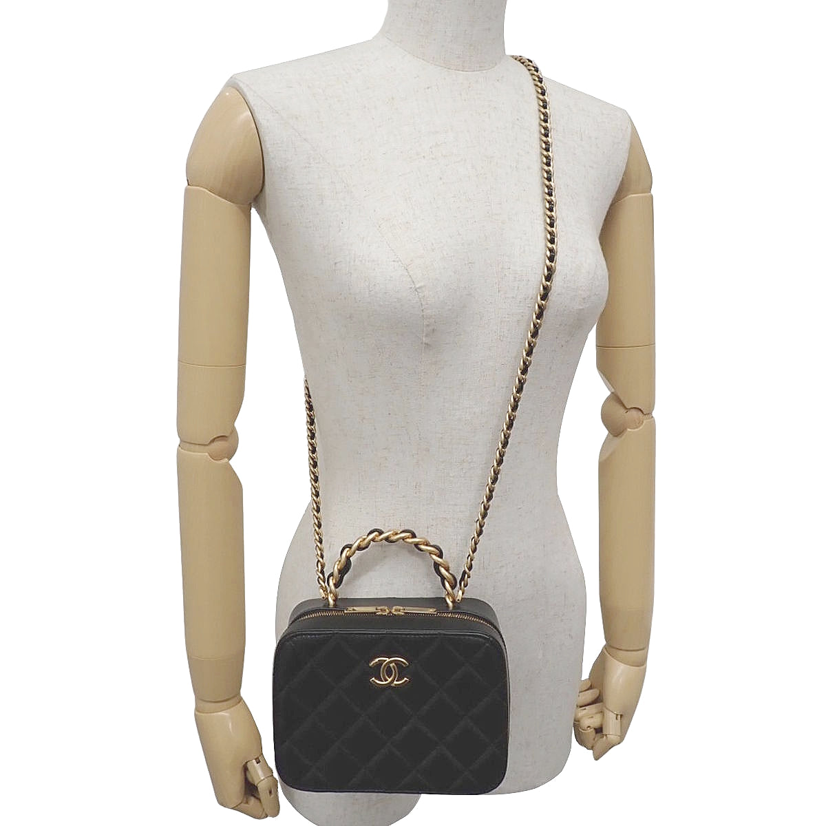 マトラッセ トップハンドル 2WAYバッグ ラムスキン ブラック AS3318