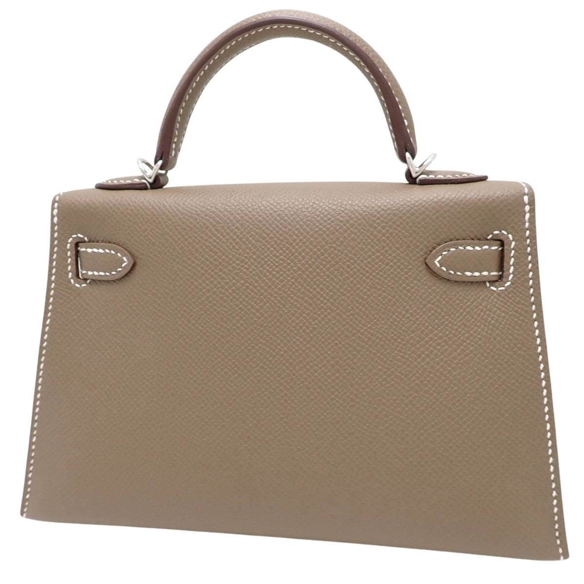 [Unused] Mini Kelly 2 Epsom Leather, Etoupe/Etoupe, Silver Hardware, Double Stamp