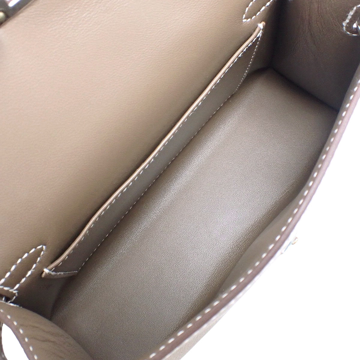 [Unused] Mini Kelly 2 Epsom Leather, Etoupe/Etoupe, Silver Hardware, Double Stamp