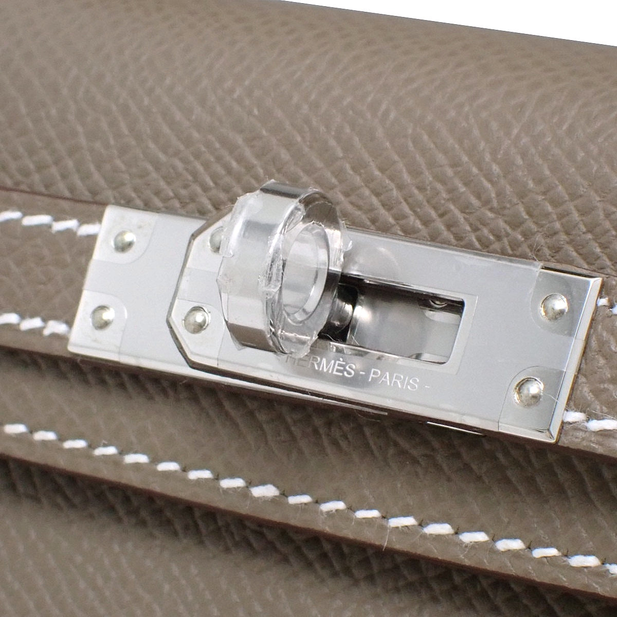 [Unused] Mini Kelly 2 Epsom Leather, Etoupe/Etoupe, Silver Hardware, Double Stamp