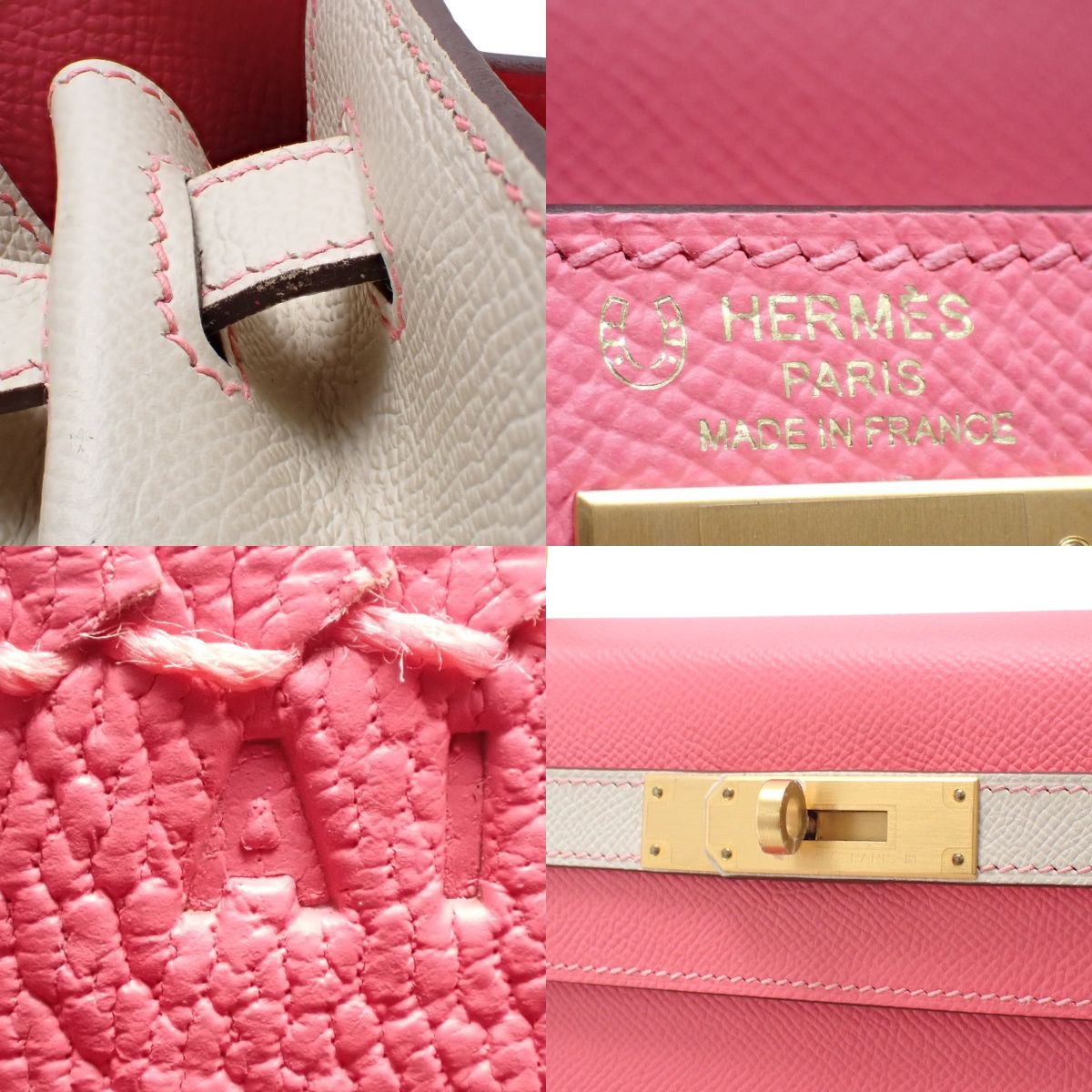 ケリー28 (外縫い) ヴォーエプソン ローズアザレ クレ マットゴールド金具 A刻印