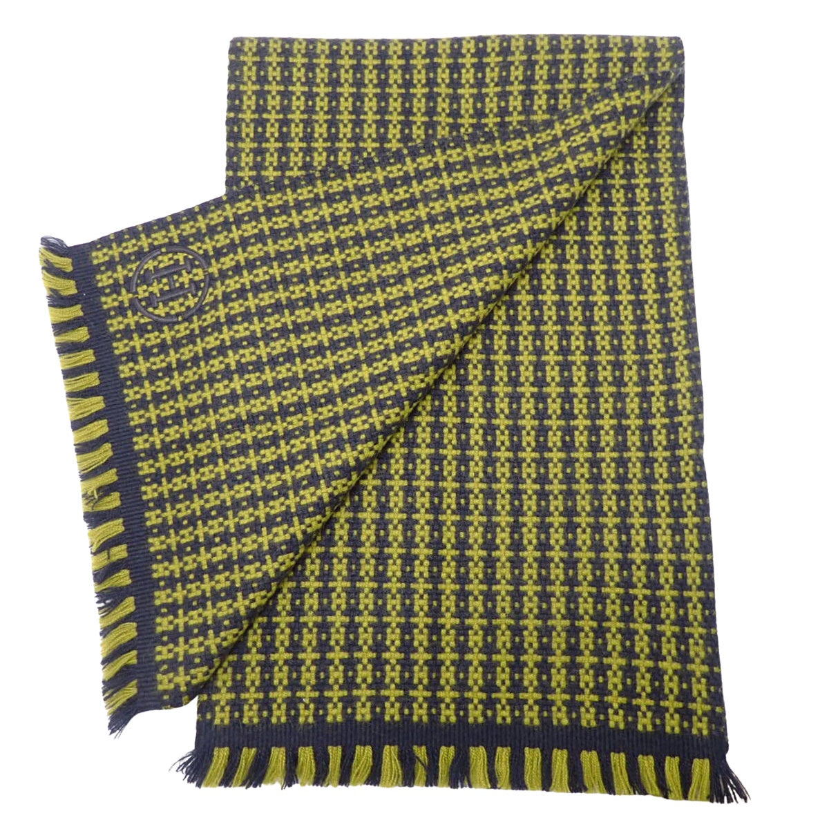 マフラー グラフィックH カシミヤ マリン シャルトルーズ