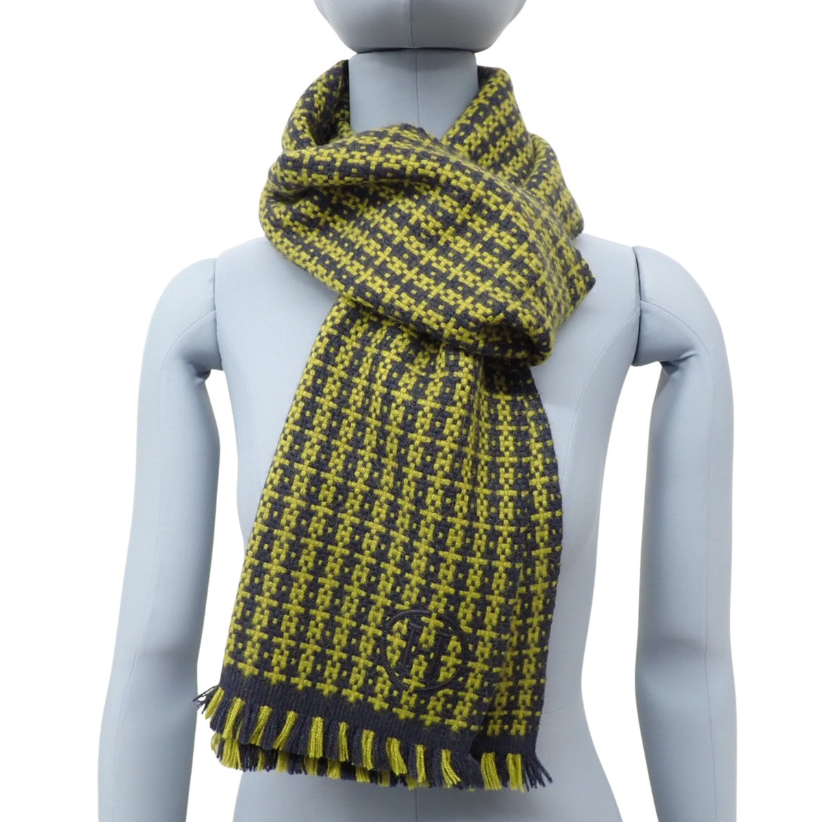 マフラー グラフィックH カシミヤ マリン シャルトルーズ