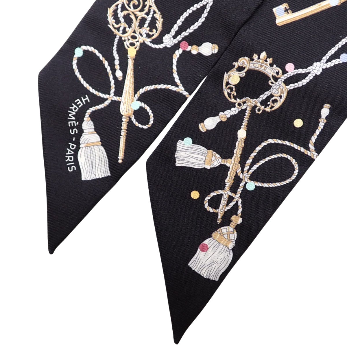 Les Cles cles a Pois レ・クレ・ア・ポア ツイリー シルク ノワール