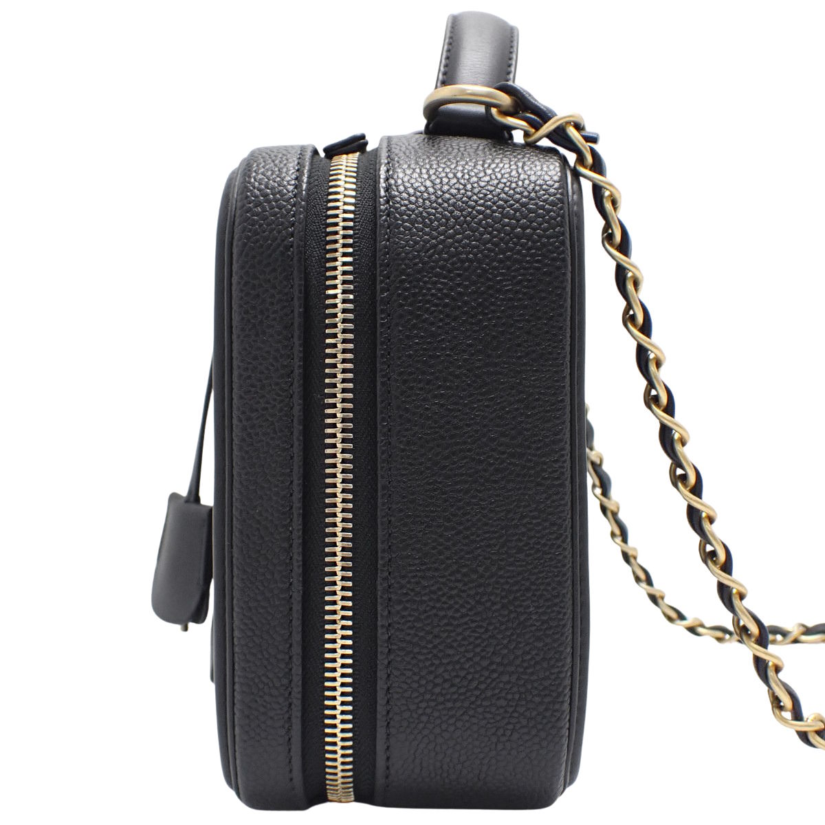 Matelasse CC Filigree 黑色鱼子酱皮革化妆包 A93344