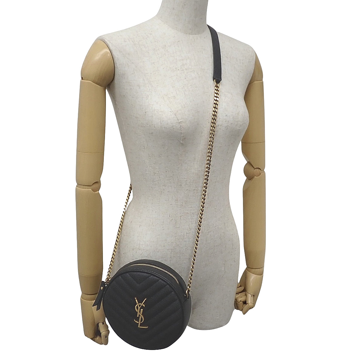 ヴィニル チェーンショルダーバッグ レザー ブラック 610436