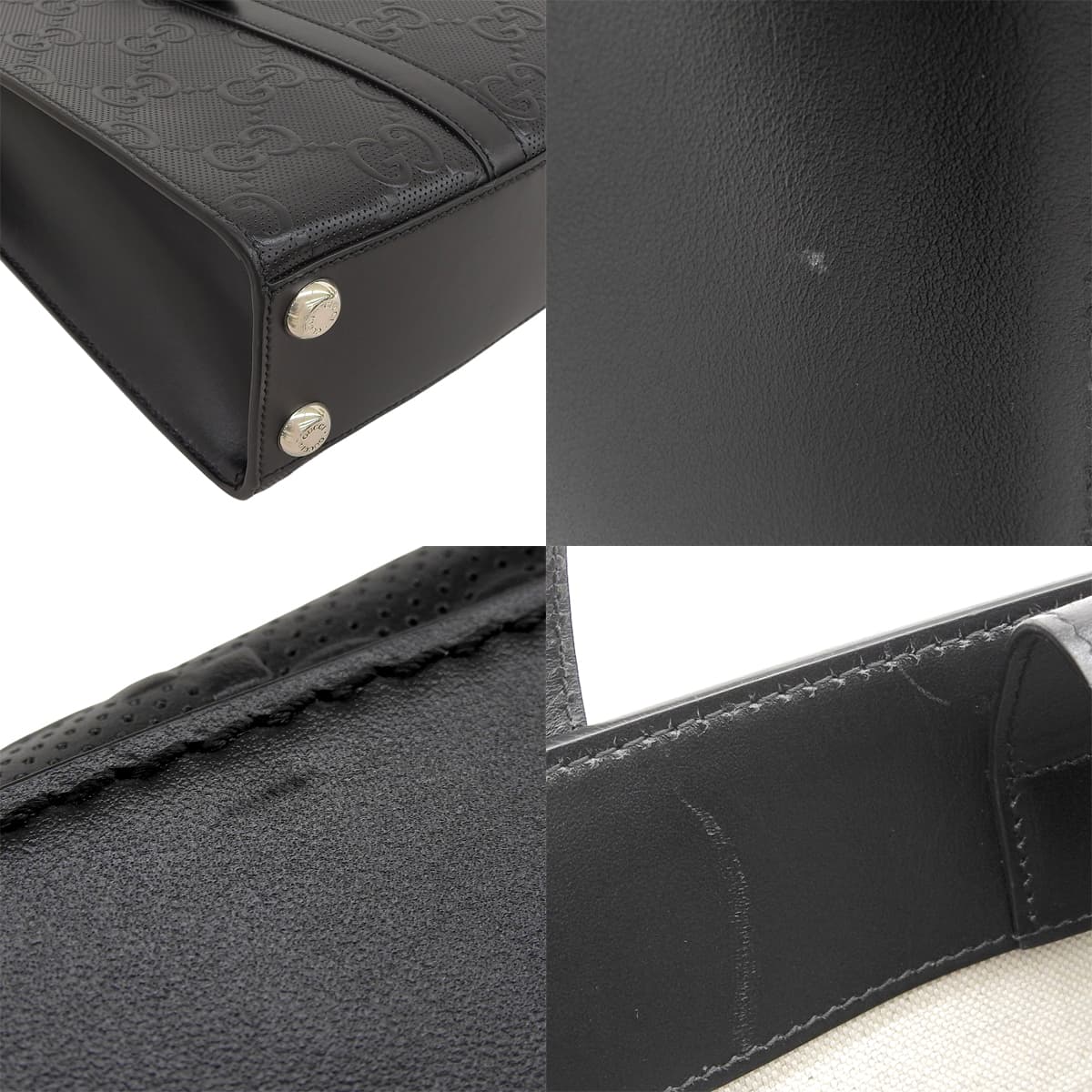黑色皮革 GG 压纹两用包，700421