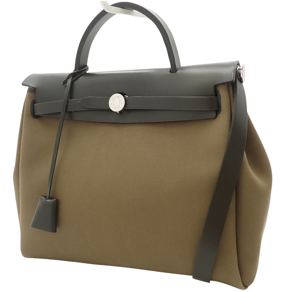 エールバッグジップPM トワルオフィシエ カーフ パラジウム金具 カーキ ブラック シルバー金具 D刻印