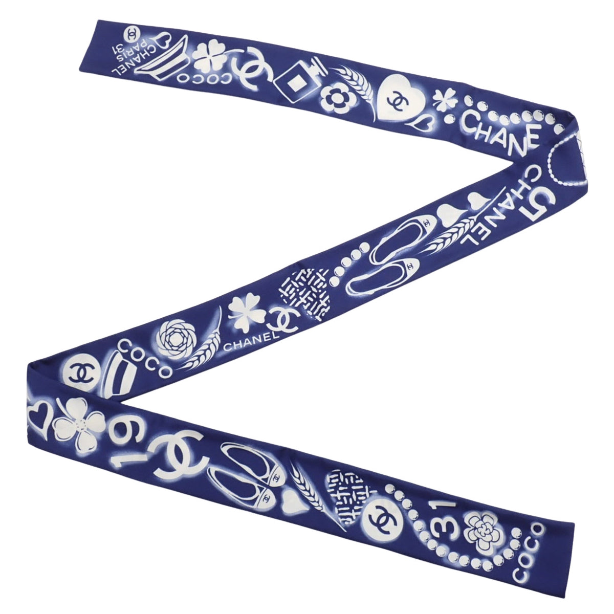 ココマーク リボンスカーフ シルク ネイビー