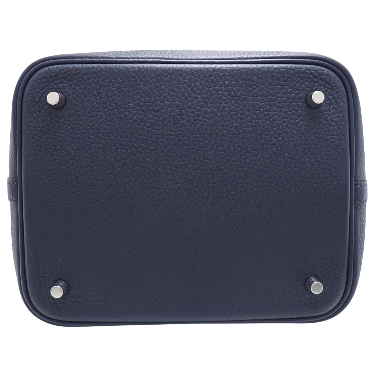 Picotin Lock MM, Taurillon Clemence leather, blue indigo, silver hardware, D stamp