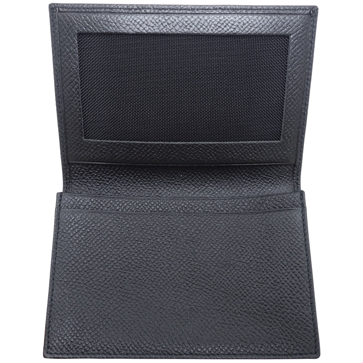Business card holder in grained leather, black, 20358