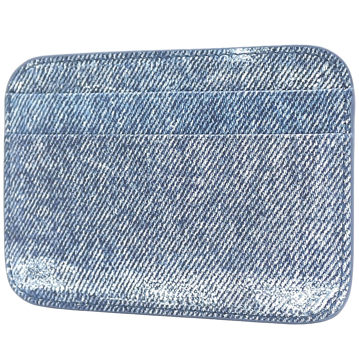 デニムプリント カードケース レザー ブルー 593812