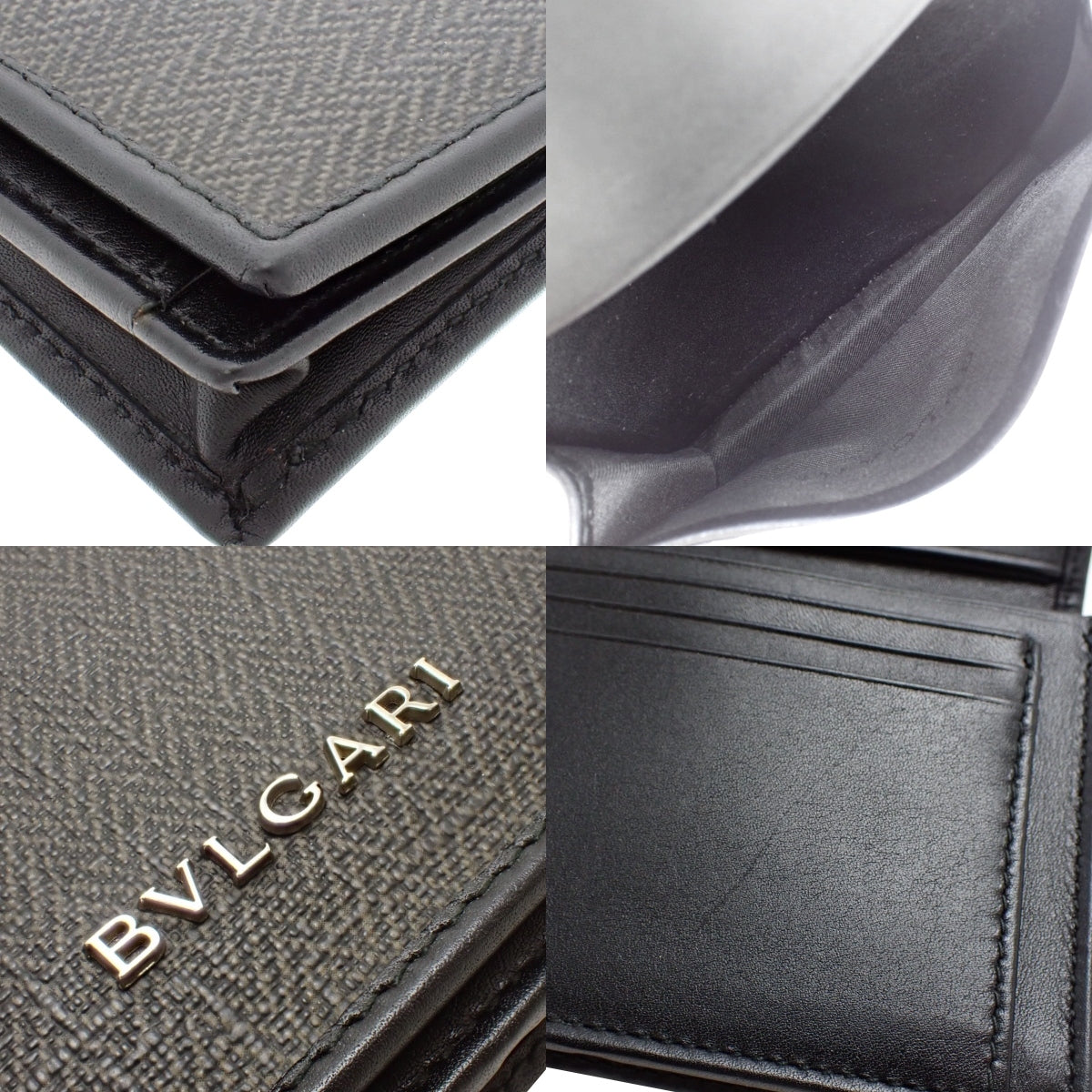 Weekend Business Card Case, PVC Coated Canvas, Leather, Black, Gray, 32588