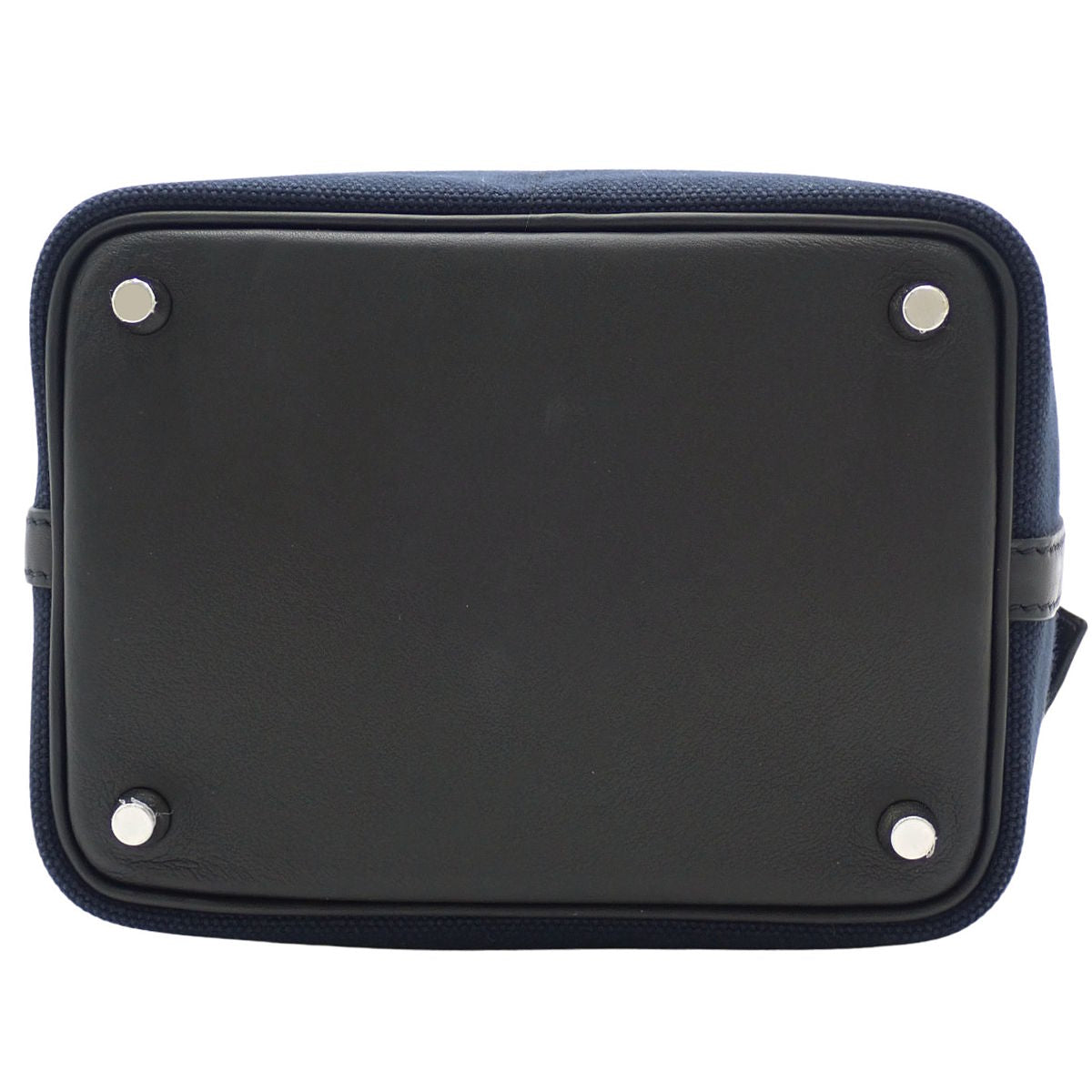 Picotin Lock Cargo PM Toile H, Palladium Hardware, Bleu Nuit, U Stamp