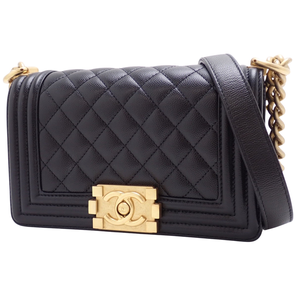 ボーイシャネル ココマーク チェーンショルダーバッグ キャビアスキン ブラック