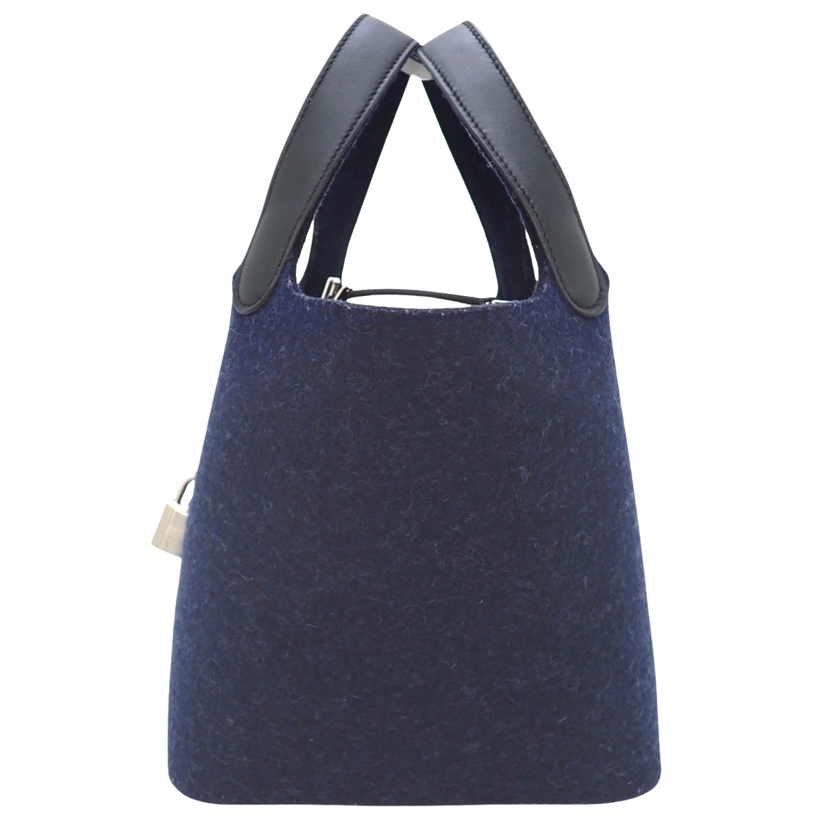 Picotin Lock PM Felt Case, Swift Blue Nuit, Silver Hardware, Y Stamp