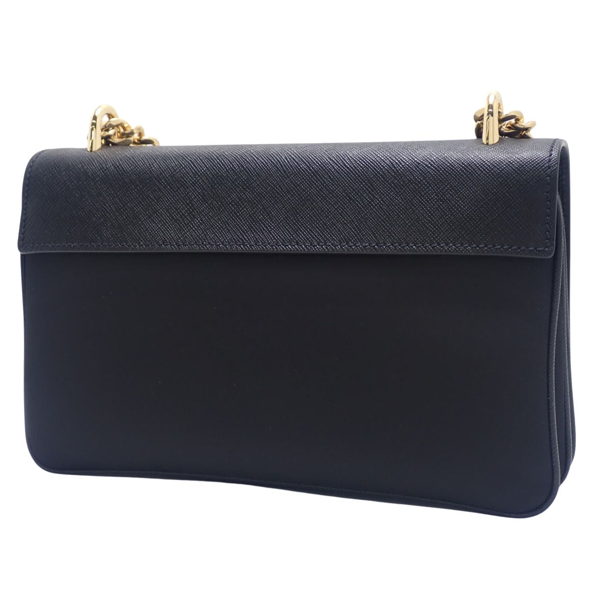 チェーンショルダーバッグ サフィアーノレザー テスート NERO