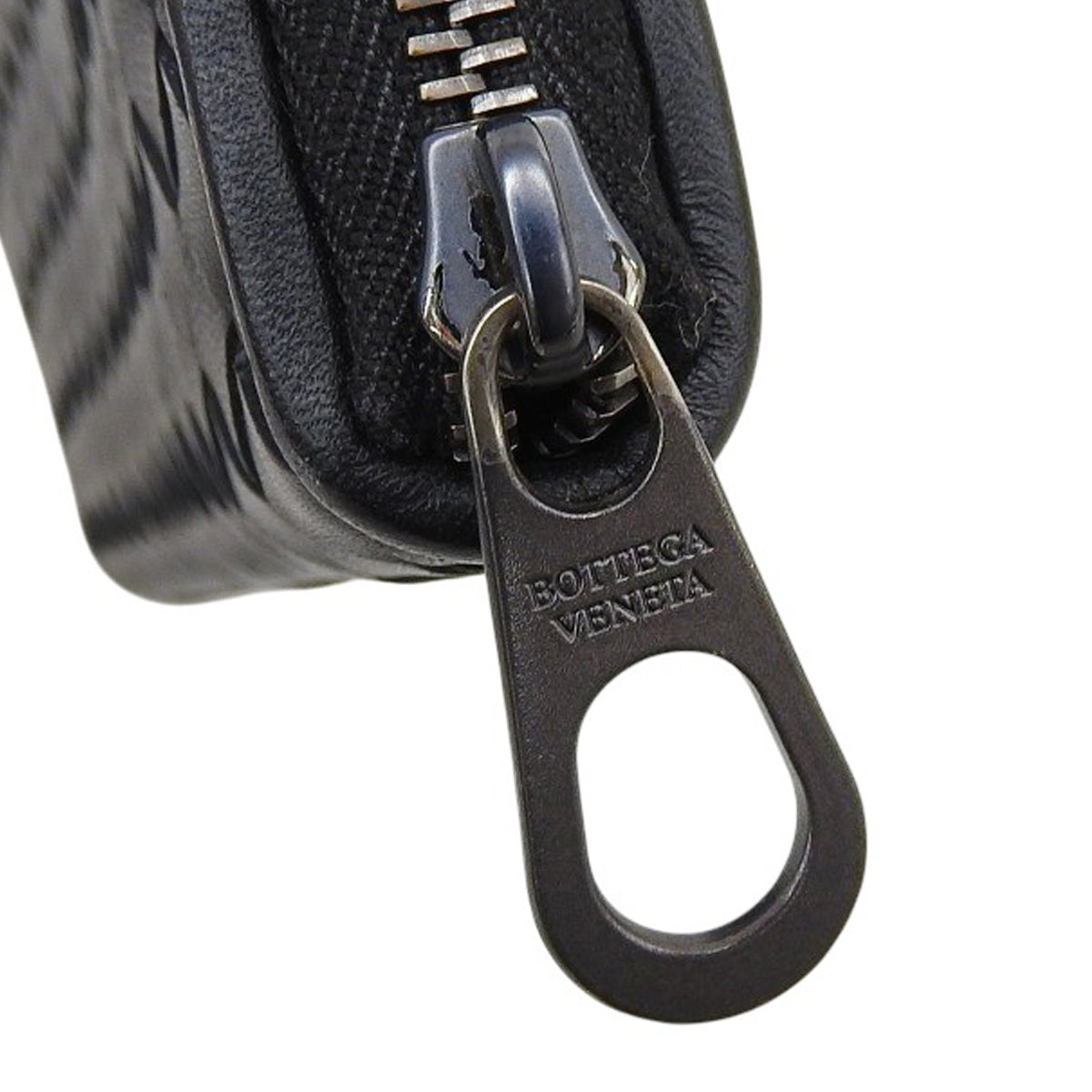 黑色皮革编织拉链长款钱包 510643 V4651 1000