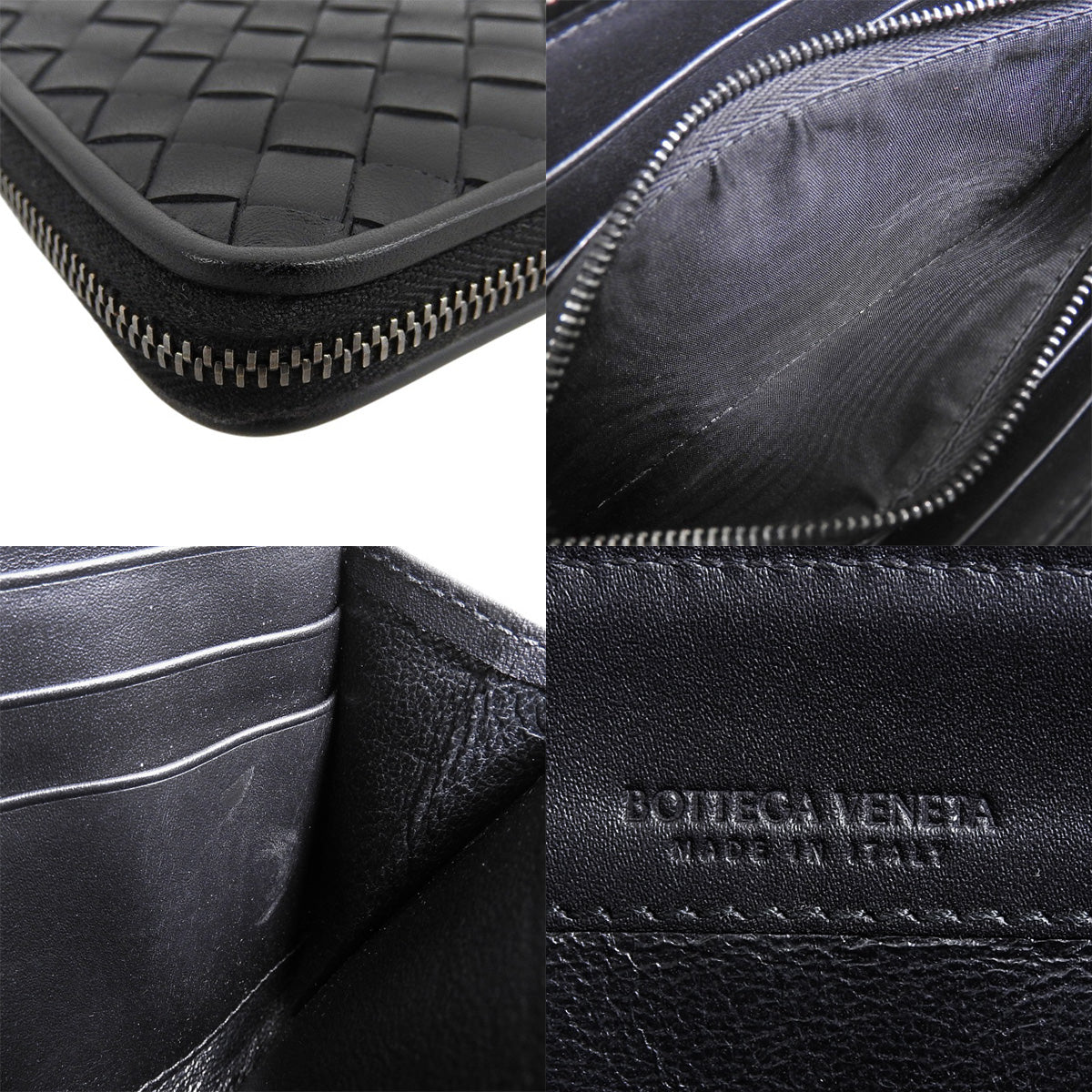 黑色皮革编织拉链长款钱包 510643 V4651 1000