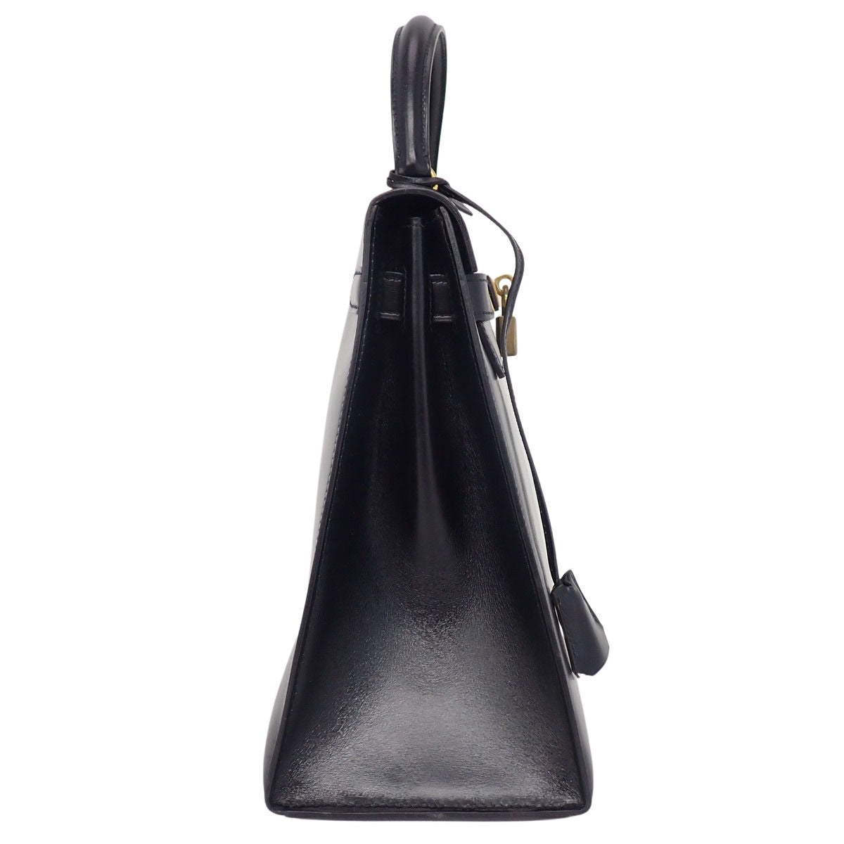 Kelly 32 (outside stitching) Box calf, black, gold hardware, ○L stamp
