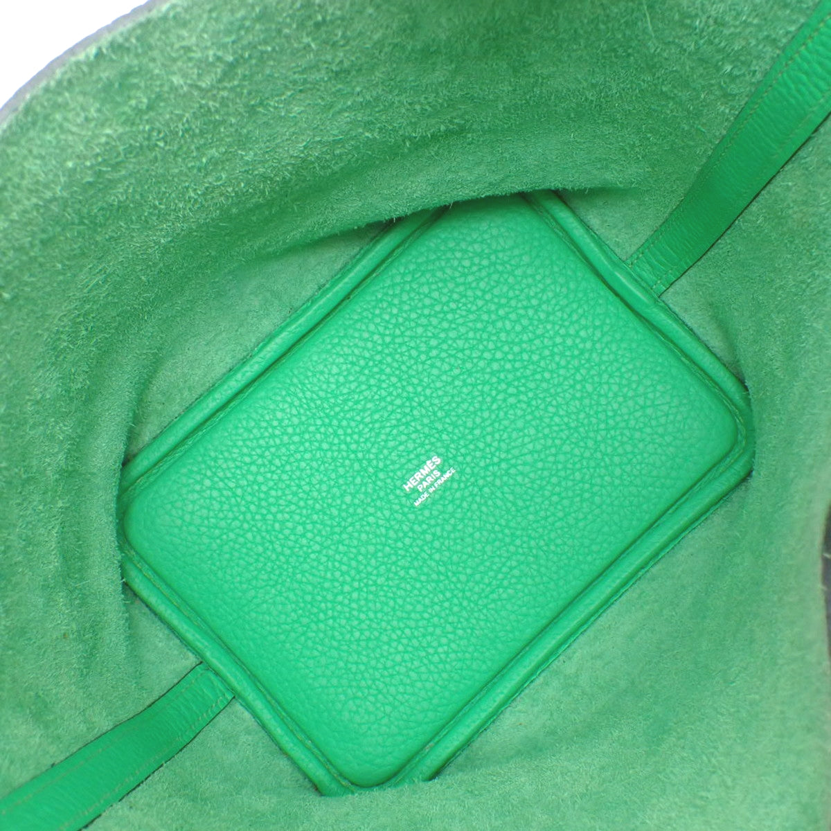 Picotin Lock PM, Taurillon Clemence leather, Vert Comic, silver hardware, U stamp