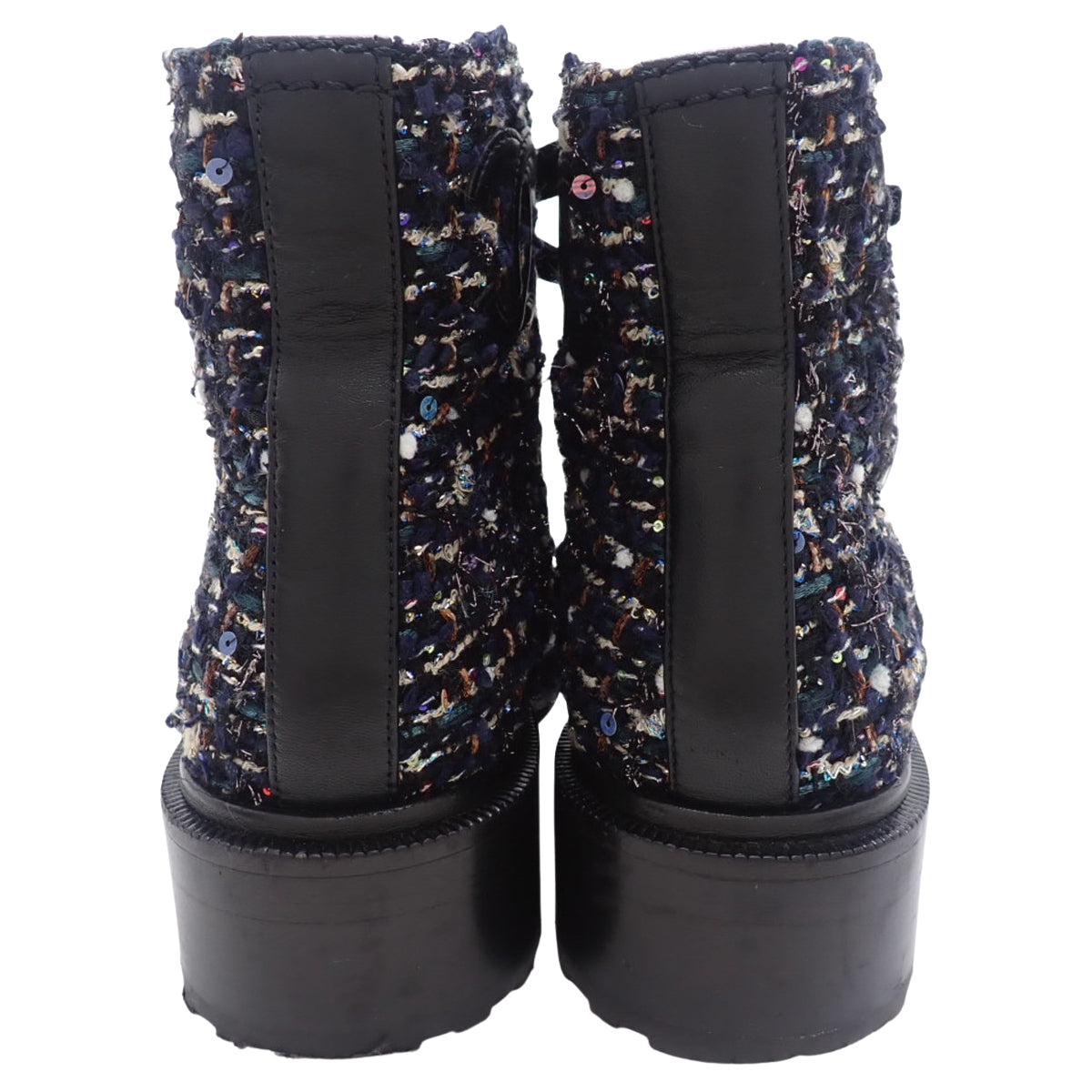 ココマーク レースアップ ショートブーツ 37C ブラック マルチカラー