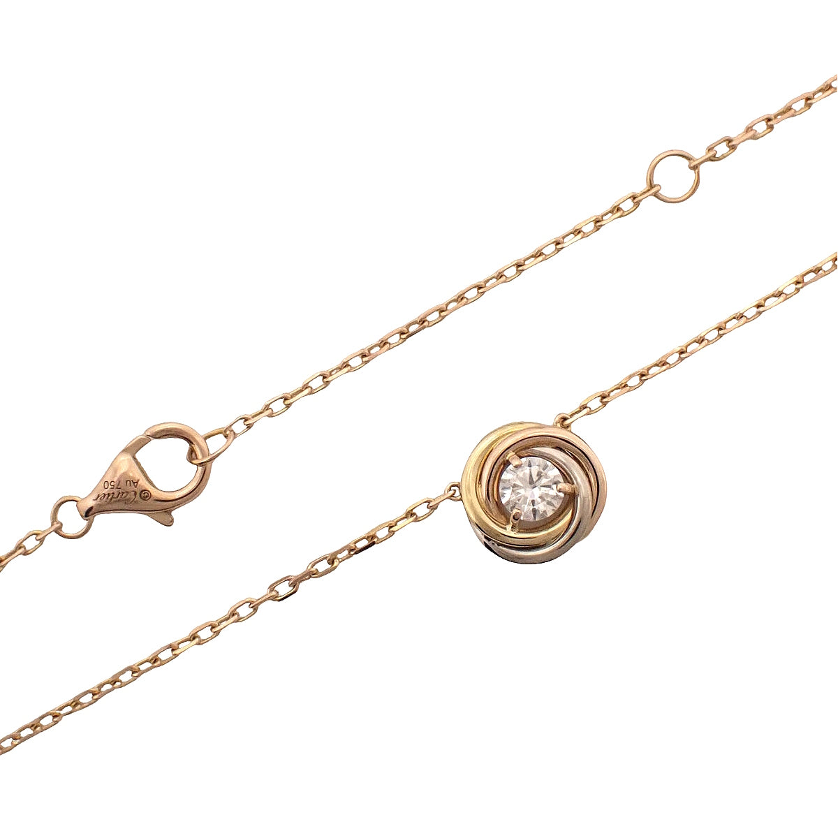 トリニティ ネックレス ダイヤモンド K18YG K18PG K18WG 2.9g