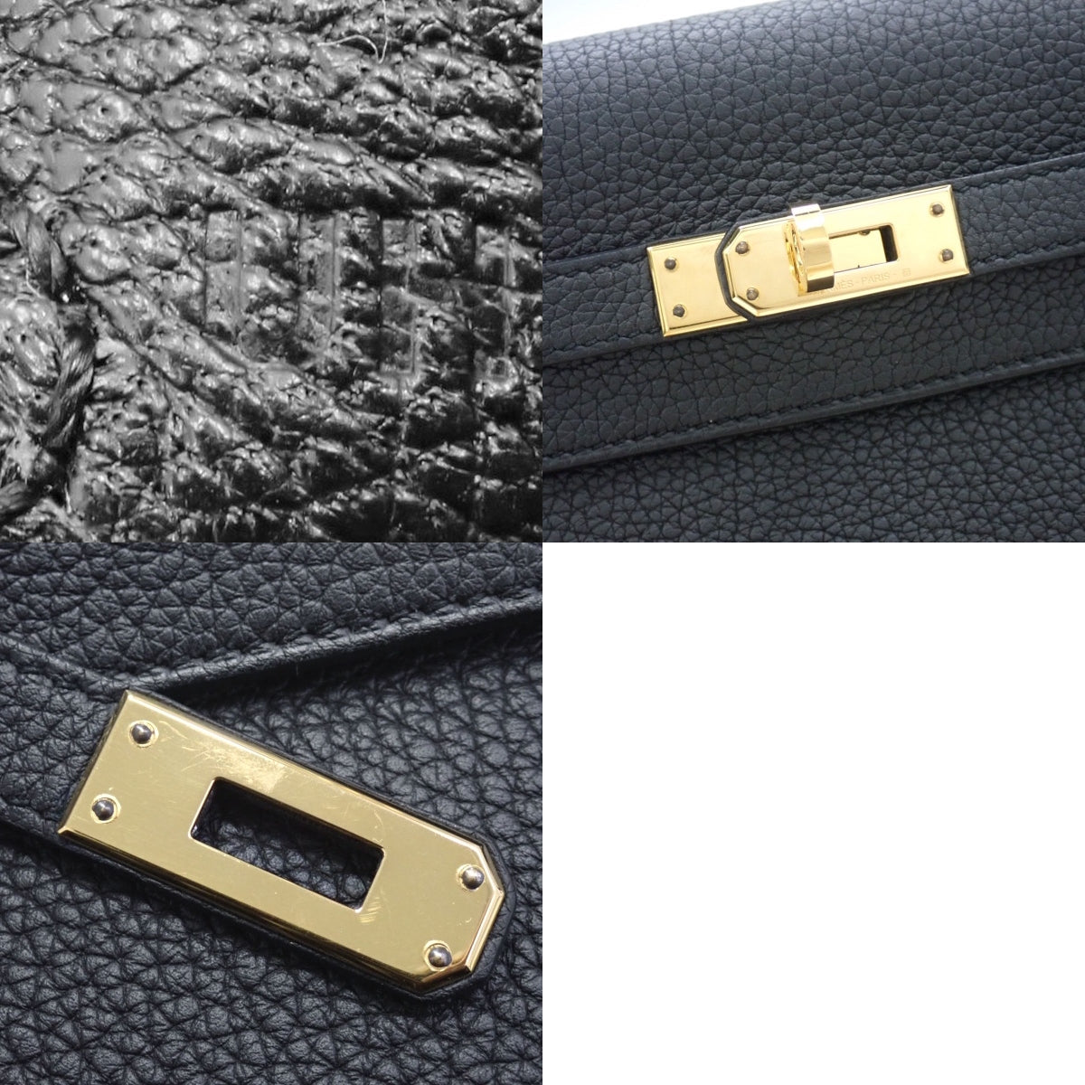 ケリー25 (内縫い) トゴ ブラック ゴールド金具 U刻印