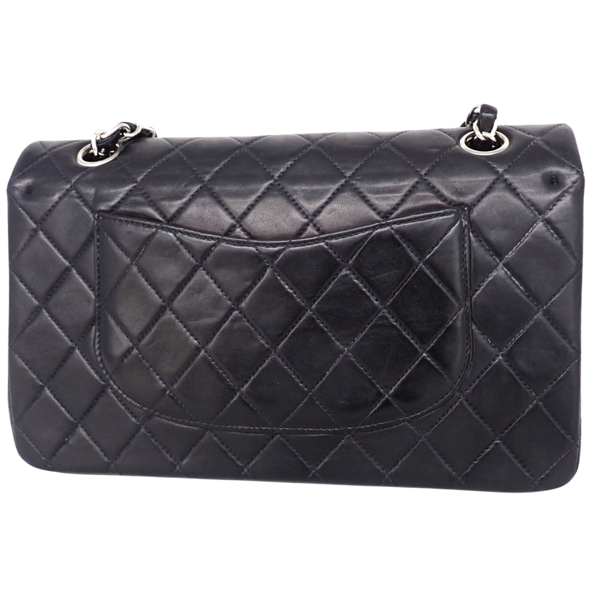 ココマーク Wフラップ25 チェーンショルダーバッグ ラムスキン ブラック A01112