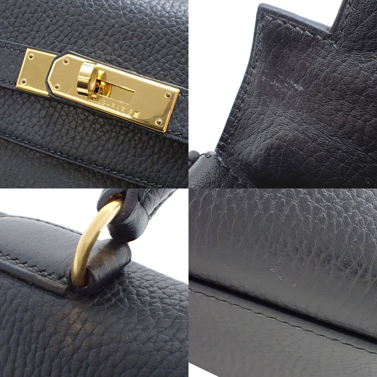 ケリー32 (内外縫い） アルデンヌ ブラック ゴールド金具 B刻印