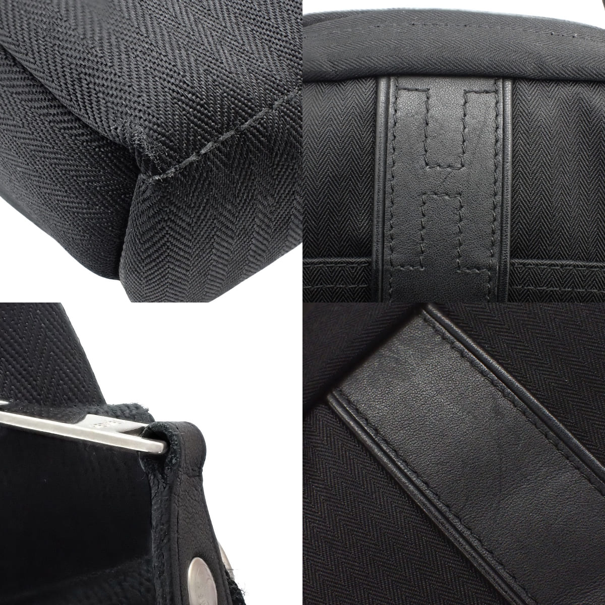Acapulco Bandouliere PM Toile Chevron Leather Bag in Black with Silver Hardware