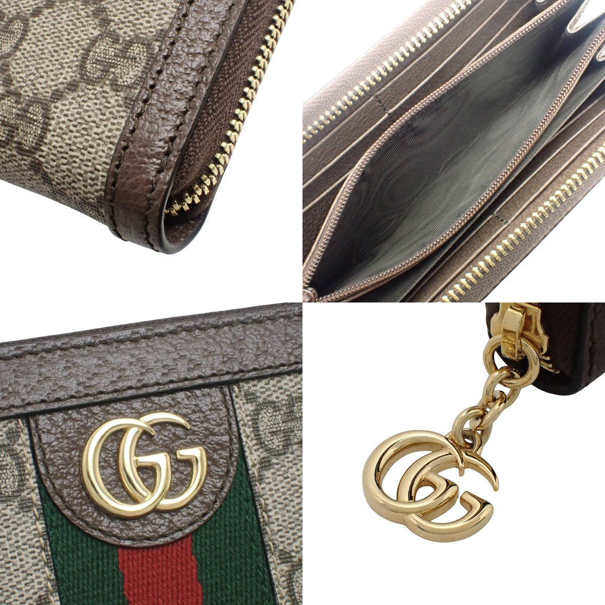 Ophidia GG 拉链钱包 乌木色/米色 523154