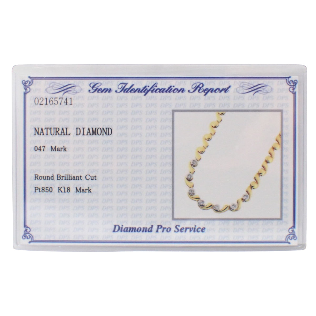 Diamond necklace D0.47, yellow gold K18YG, platinum Pt850, 30.7g