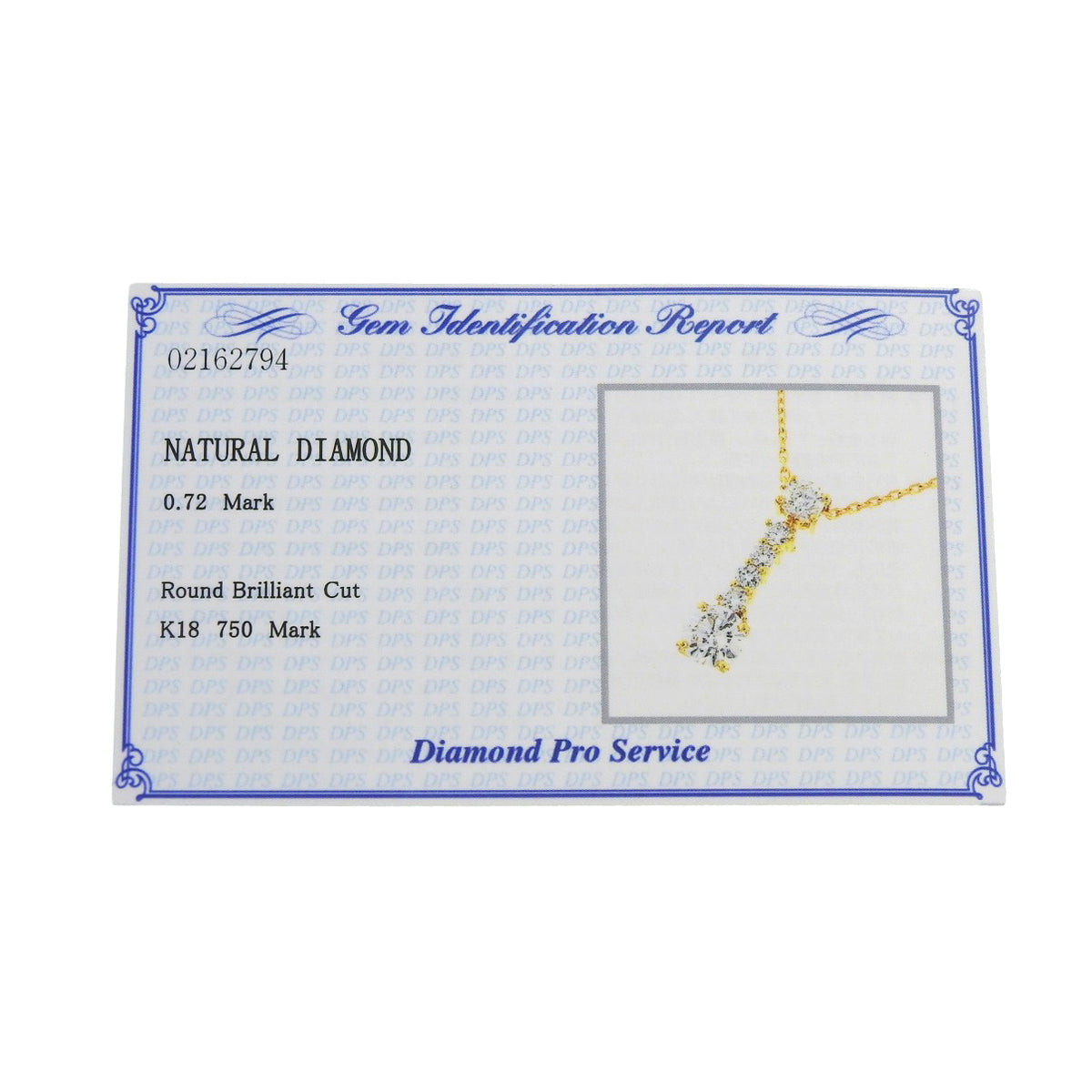 ダイヤモンドネックレス D0.72 イエローゴールド K18YG 2.5g