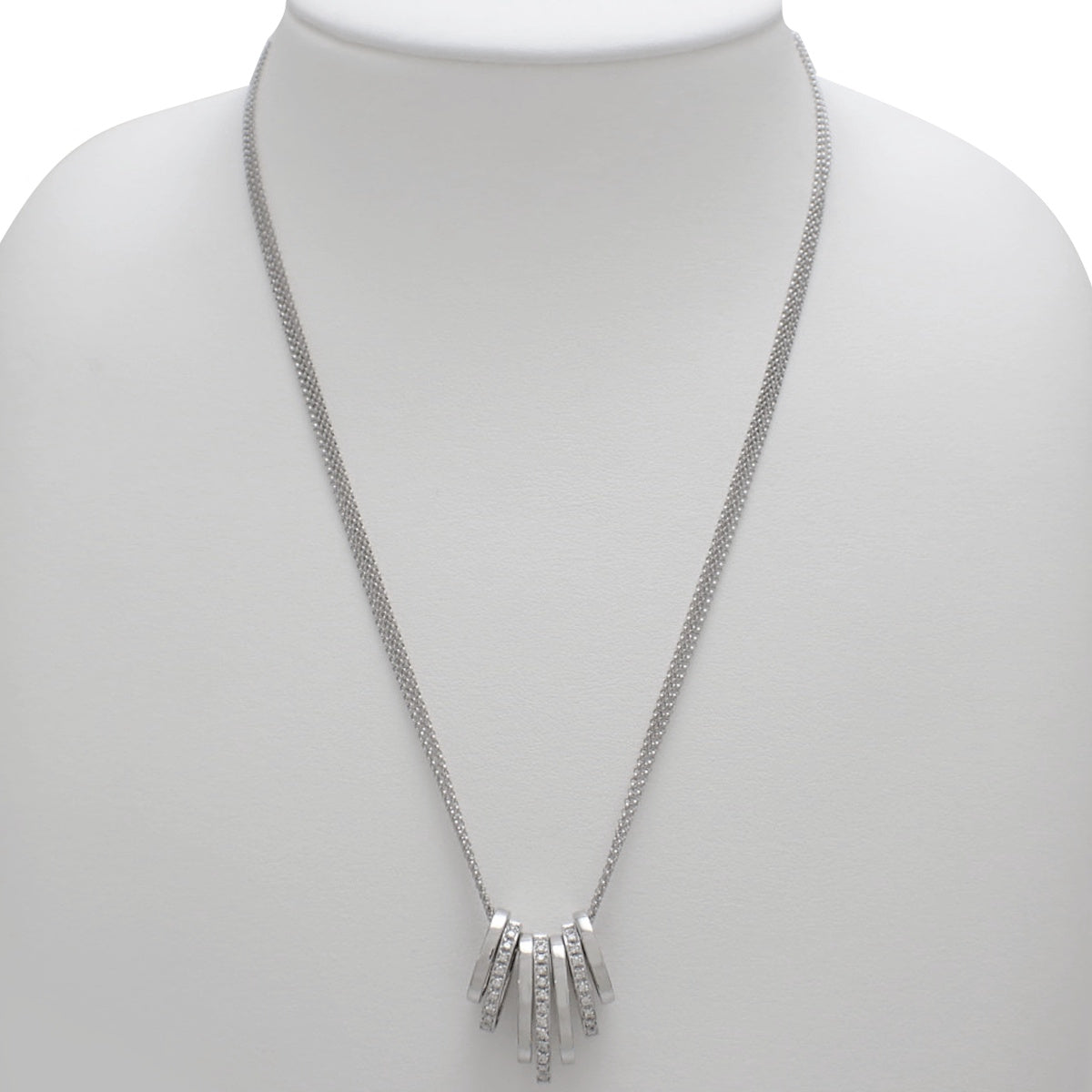 Triple Chain Diamond Necklace D0.30 White Gold K18WG 14.7g