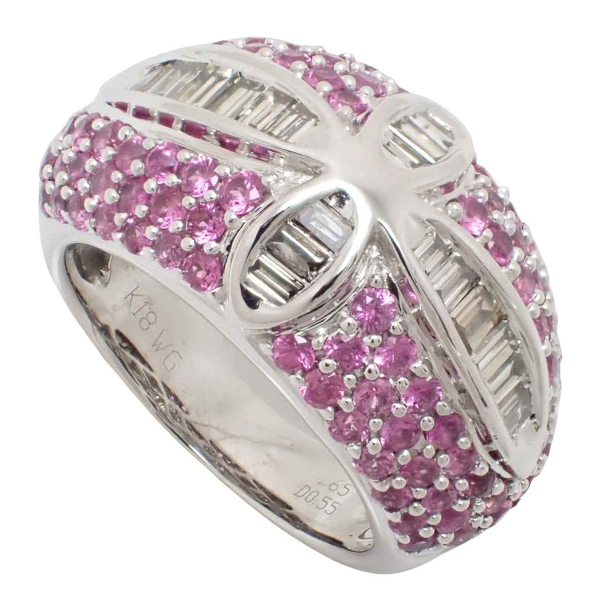 サファイヤ ダイヤモンドリング PS1.65/D0.55 ホワイトゴールド K18WG 11(51)号 11.7g