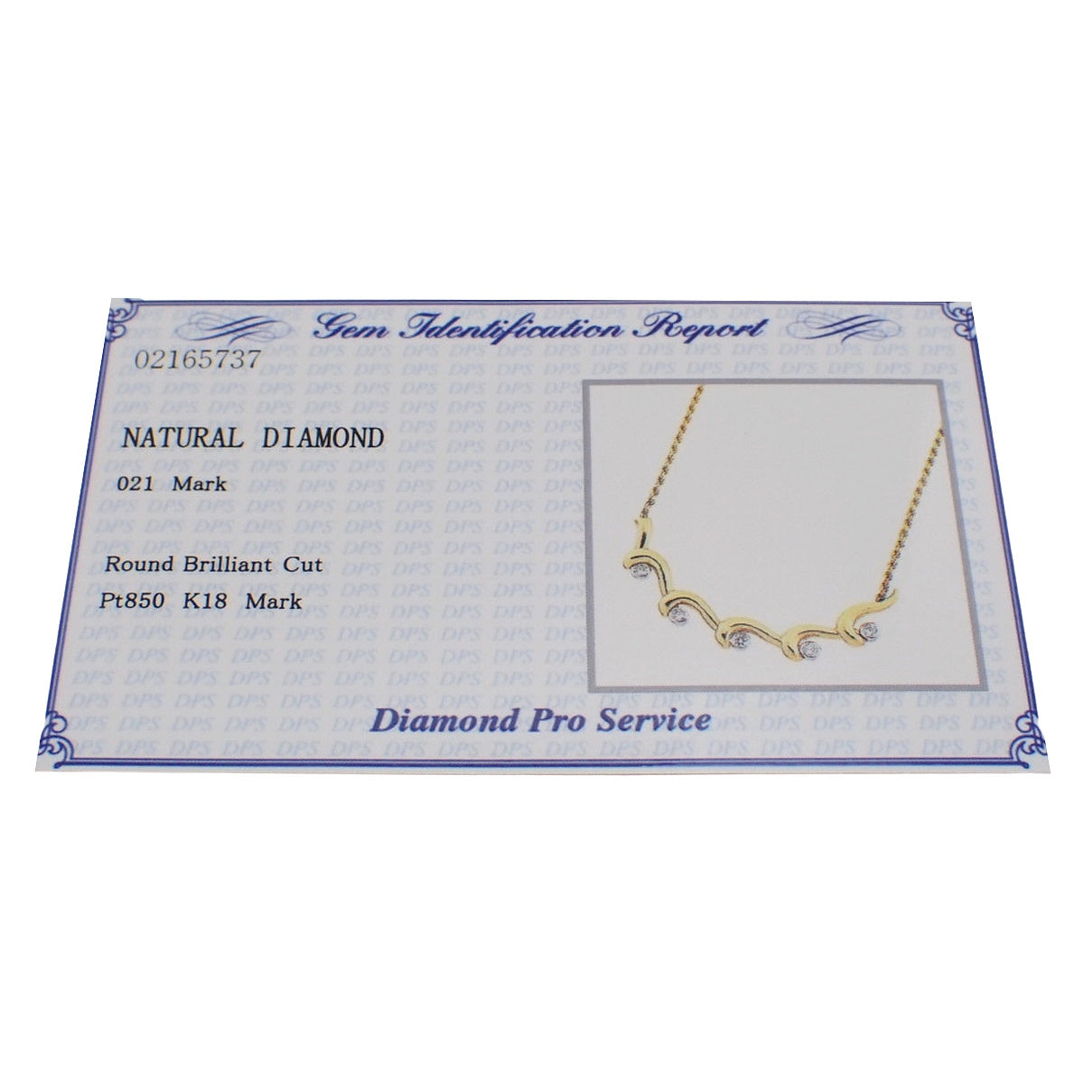 Wave Motif Diamond Necklace D0.21 Yellow Gold K18YG Platinum Pt850 7.7g