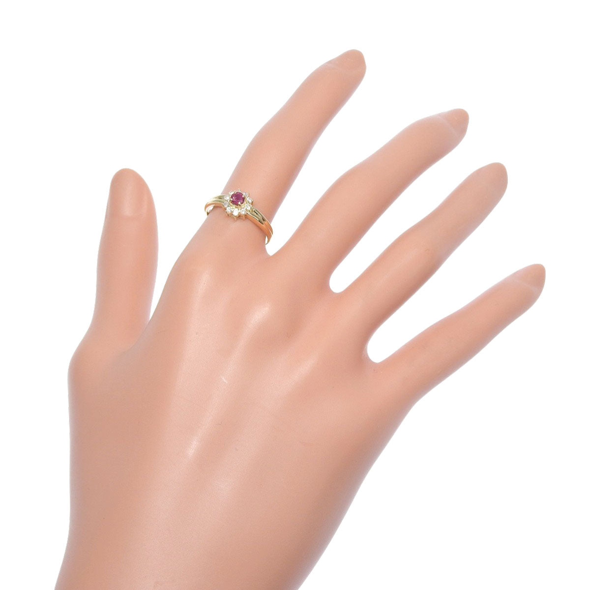 ルビー ダイヤモンド リング R0.28/D0.13 イエローゴールド K18YG 2.5g