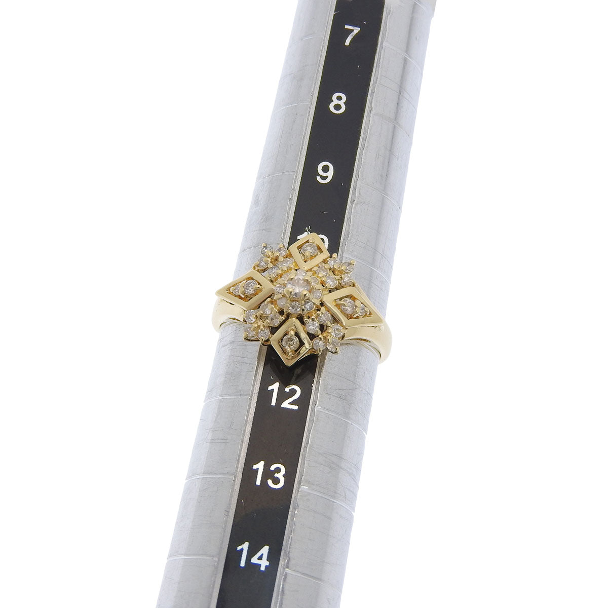 雪花形钻石戒指，D0.30，18K黄金，K18YG，11号（51），3.2克