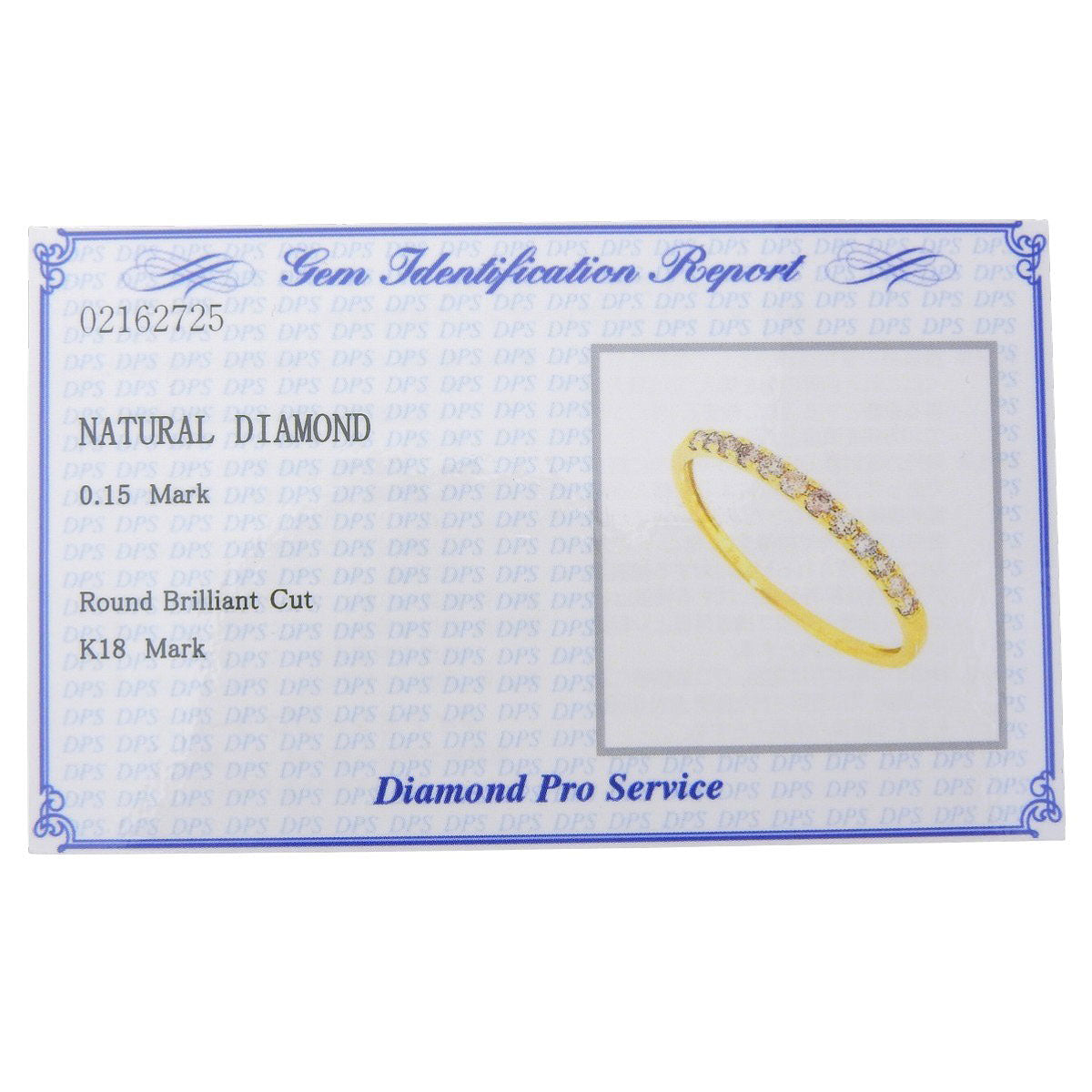 Half Eternity Ring D0.15 Yellow Gold K18YG Size 11 (51) 0.8g