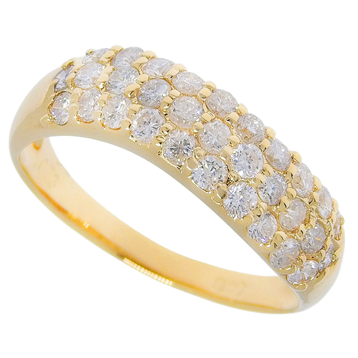 半密镶波浪戒指，直径0.73毫米，18K黄金，13号（53），3.2克