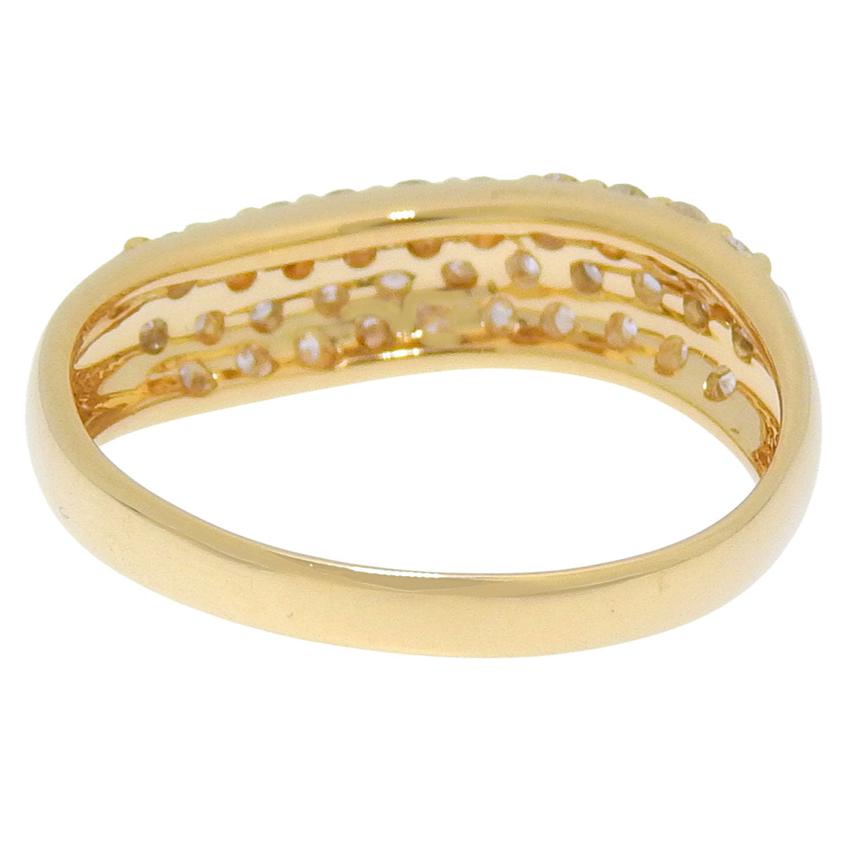 Half Pavé Wave Ring, D0.73, Yellow Gold, K18YG, Size 13 (53), 3.2g